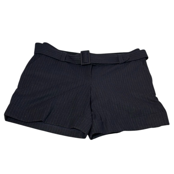 Women's Navy Pinstripe Dress Shorts with Belt Size 10 EUC - Picture 1 of 3